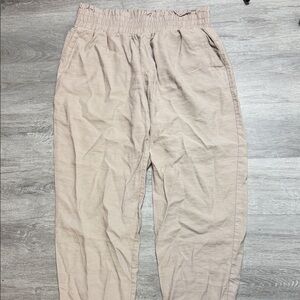 A New Day Women’s Light Beige Linen Cropped Pants